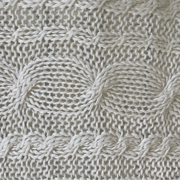 Alice + Olivia horizontal cable knit 100% linen high low sweater scoop neck SZ S - Picture 5 of 9